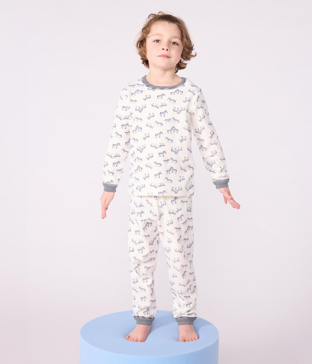 Pigiama in ciniglia con zebre stampate bambino A0DRZ 01 PETIT BATEAU 