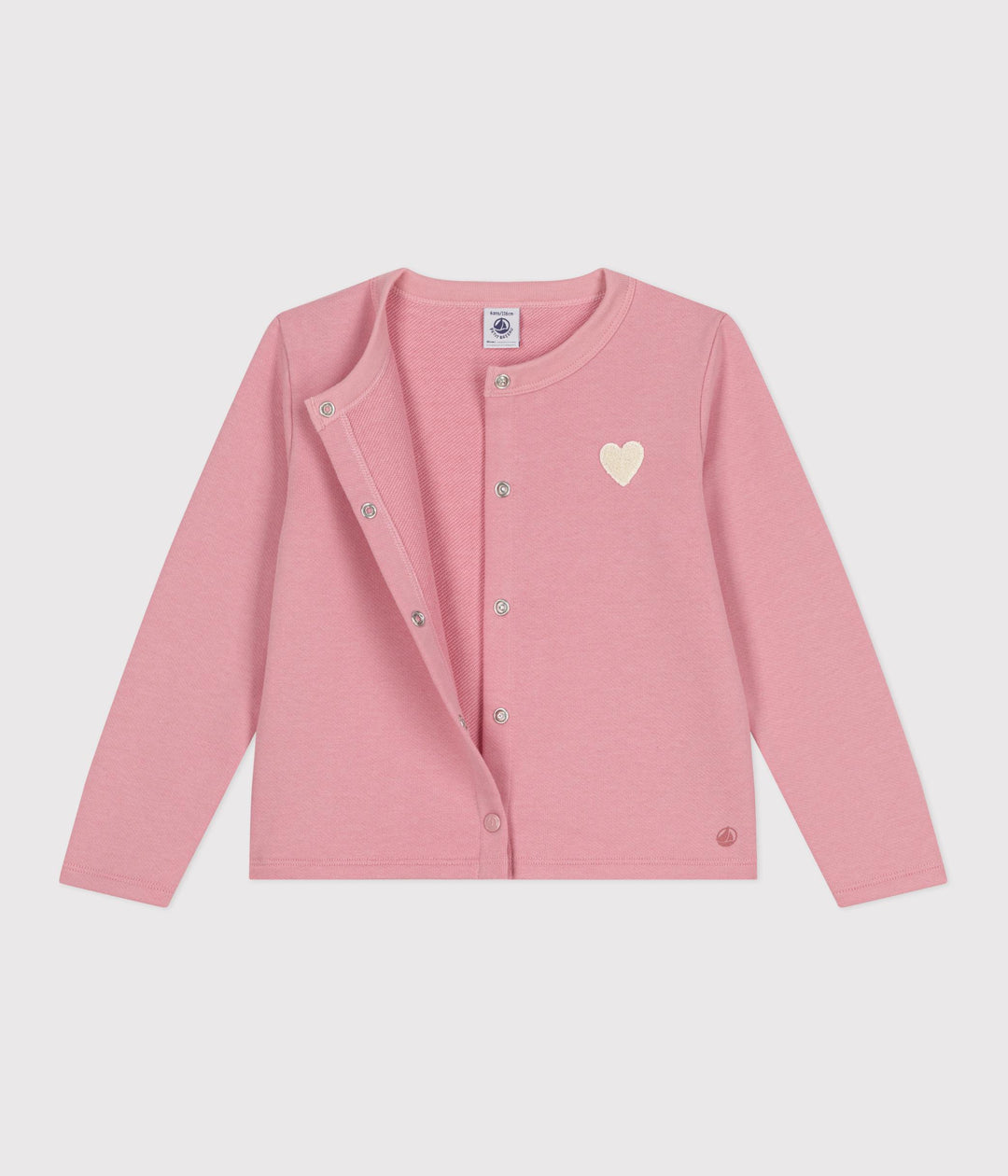 Cardigan in tessuto felpato rosa bambina A0D6E 01 PETIT BATEAU 