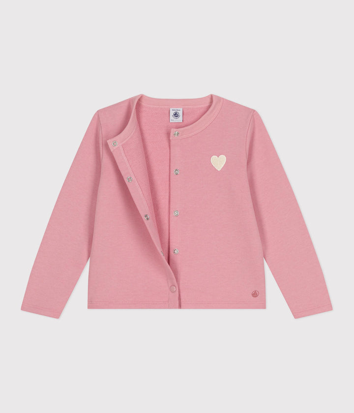 Cardigan in tessuto felpato rosa bambina A0D6E 01 PETIT BATEAU 