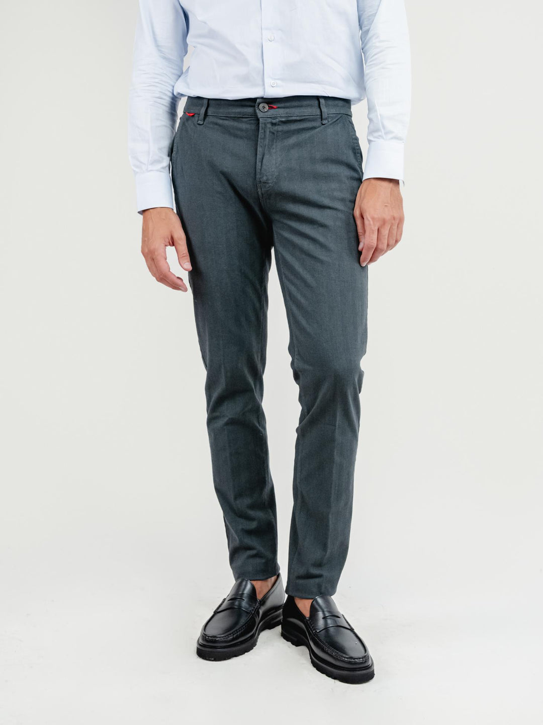 PANTALONE IN COTONE SPIGATO ANTRACITE 7657ALO GRIGIO ANDREA MORANDO 