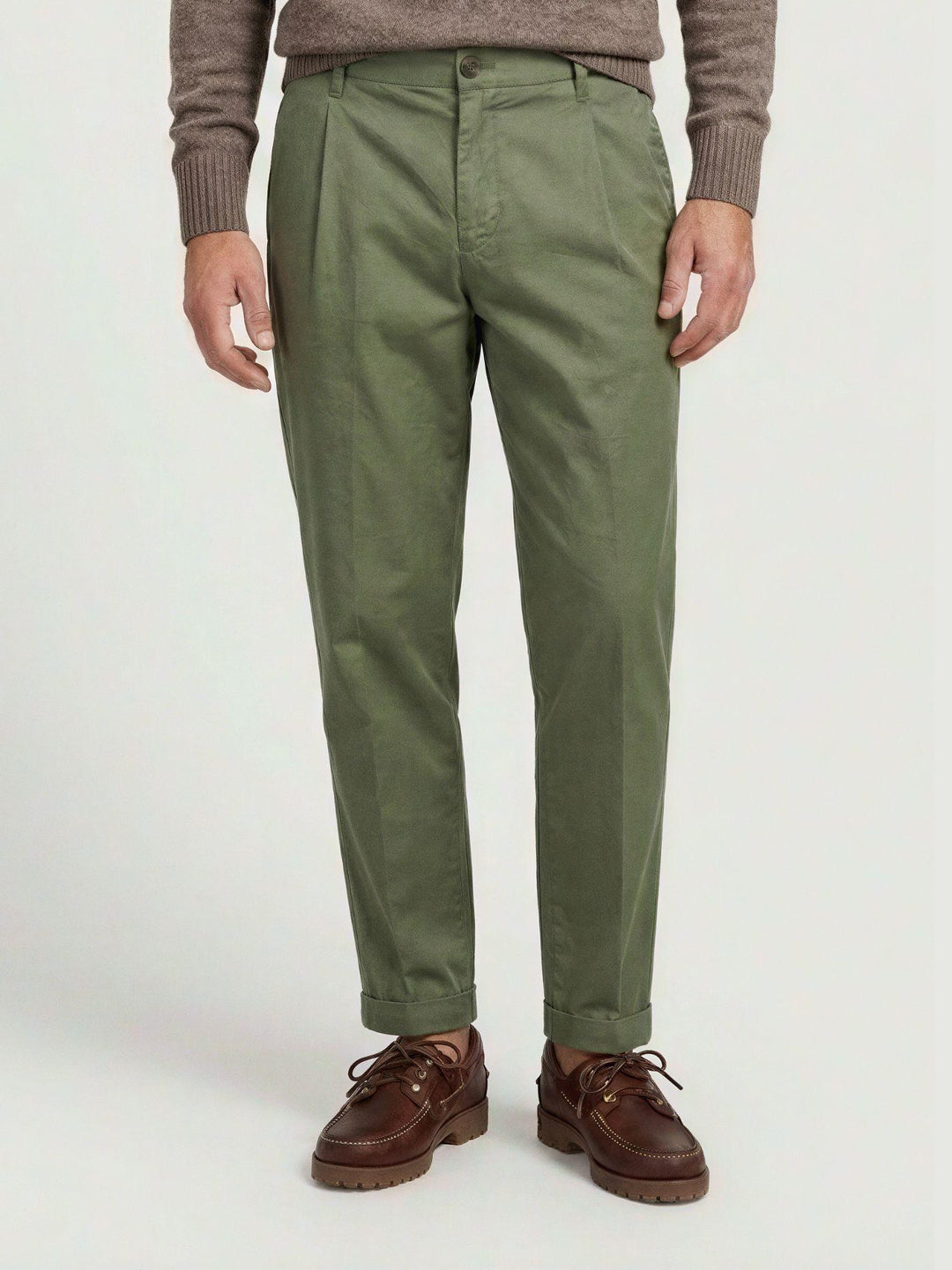 Pantalone con pinces in cotone salvia 7676GB SALVIA ANDREA MORANDO 