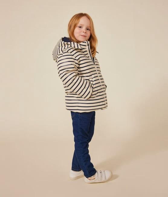 Piumino unisex a righe bianco e blu A0AZZ 01 PETIT BATEAU 