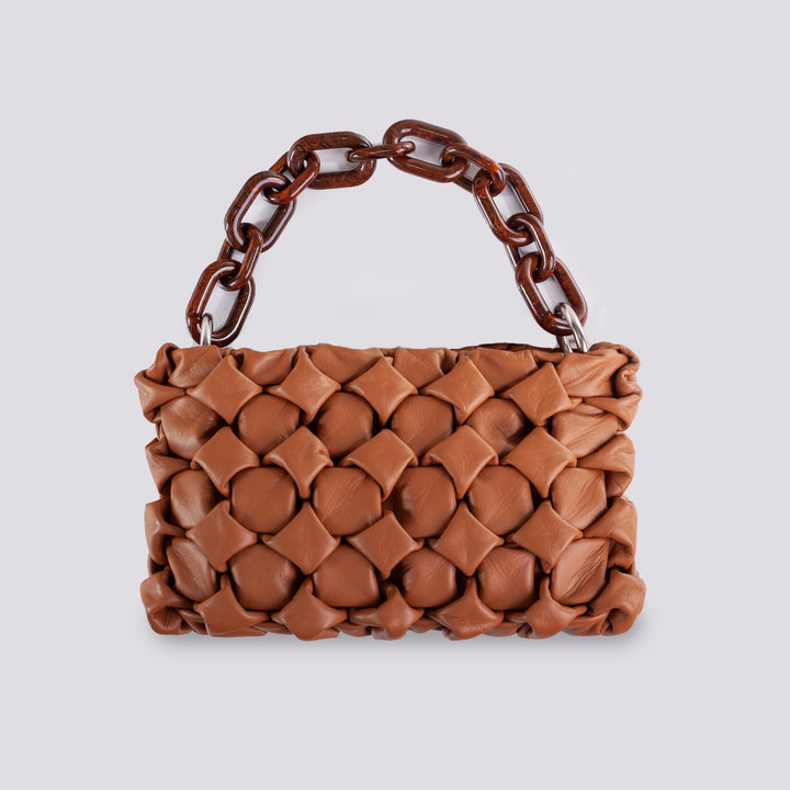 BORSA "CURLY " IN PELLE INTRECCIATA BISCOTTO CURLY CUOIO BIMOR 