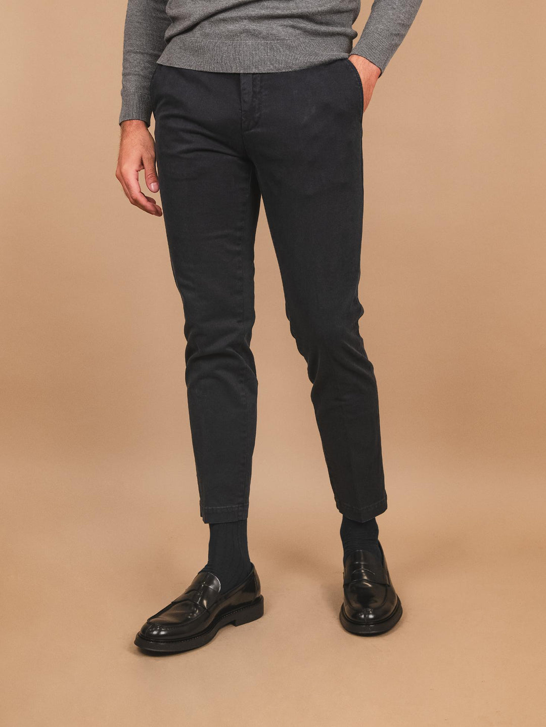 PANTALONE TASCA A FILO IN COTONE LISCIO BLU OF1CT00P004 174 ANDREA MORANDO 