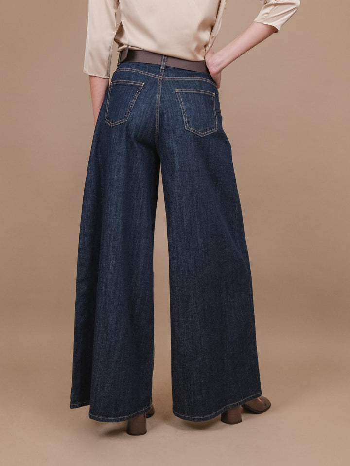 JEANS A PALAZZO SCURO CON CINTURA 3879T522X DENIM ANDREA MORANDO 