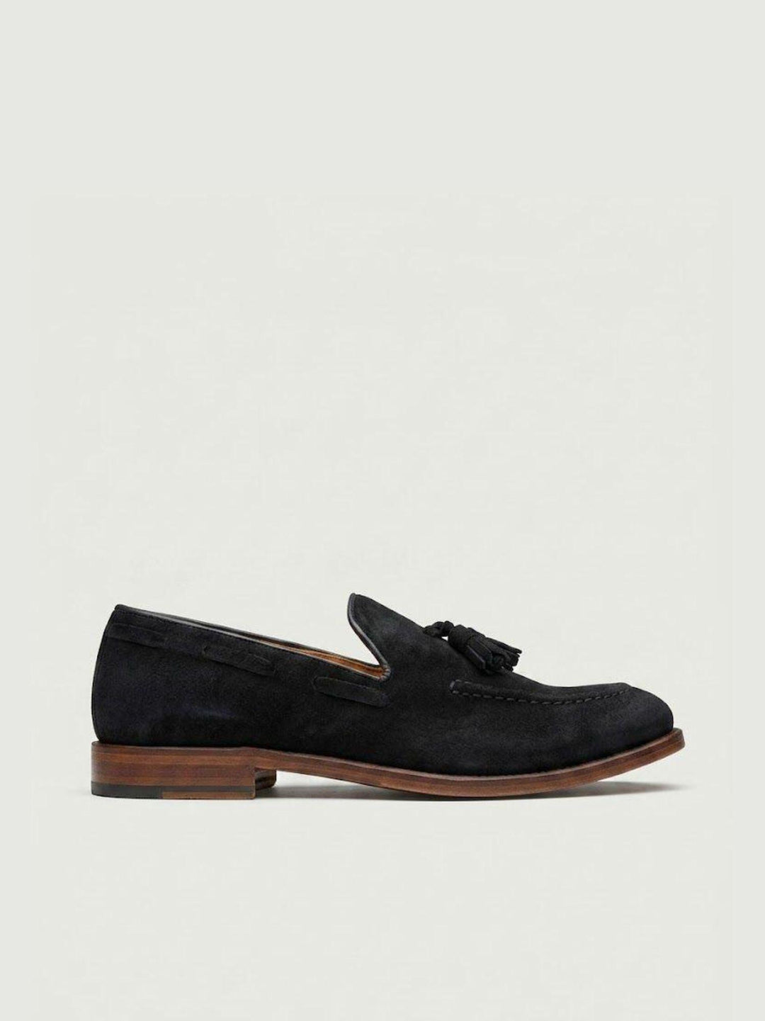 Mocassino tassel loafer in pelle scamosciata blu 1840 BLU ANDREA MORANDO 