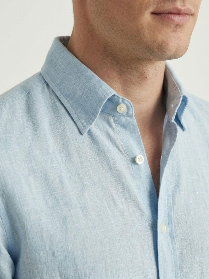 Camicia Bradford in lino azzurro BRAD/TC162 B02 BAGGIES 