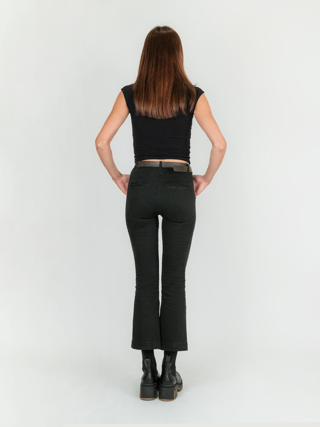 PANTALONE A TROMBETTA nero in cotone 824JA NERO ANDREA MORANDO 