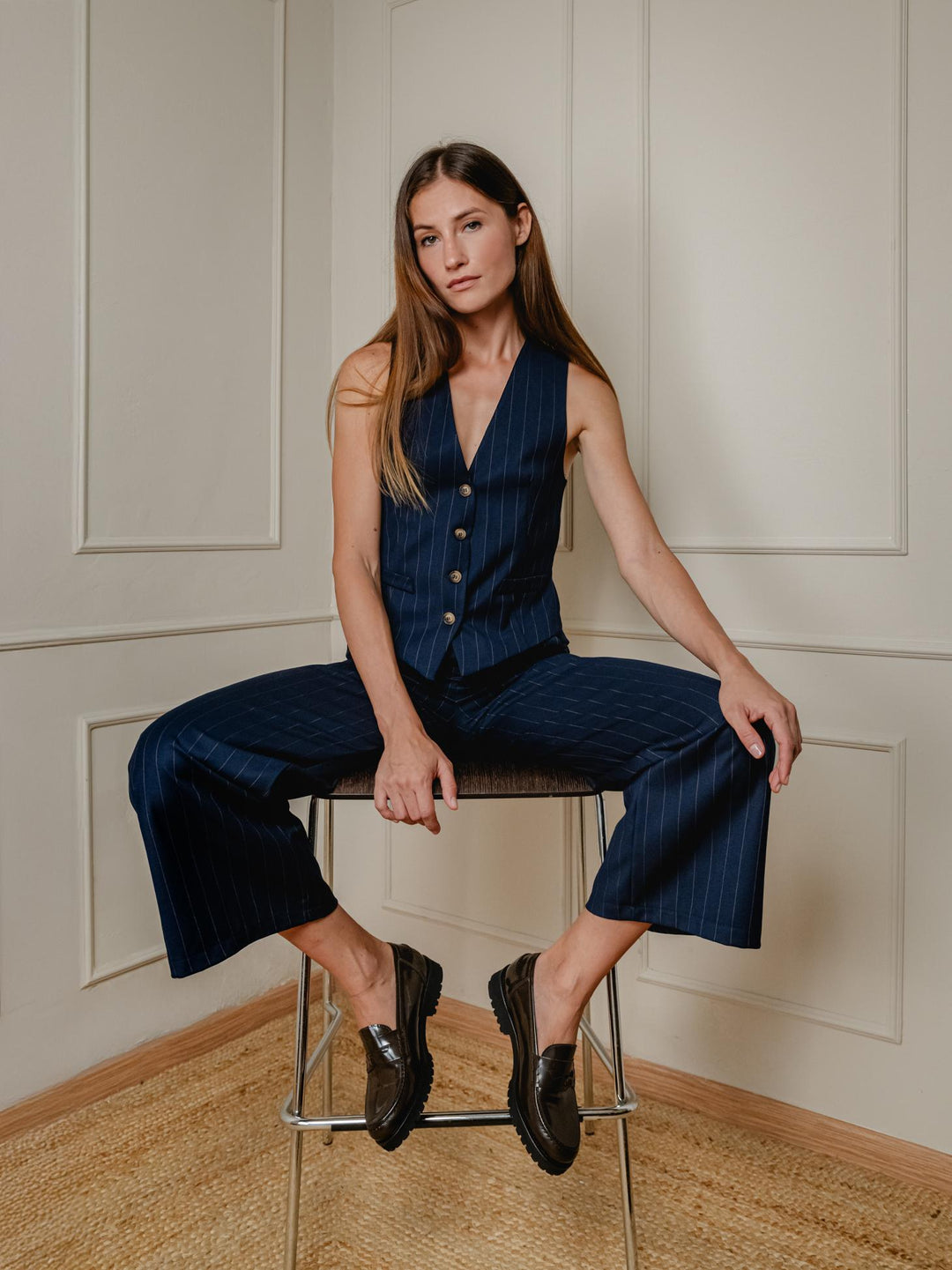 GILET MONOPETTO GESSATO BLU 9933 GESSATO ANDREA MORANDO 