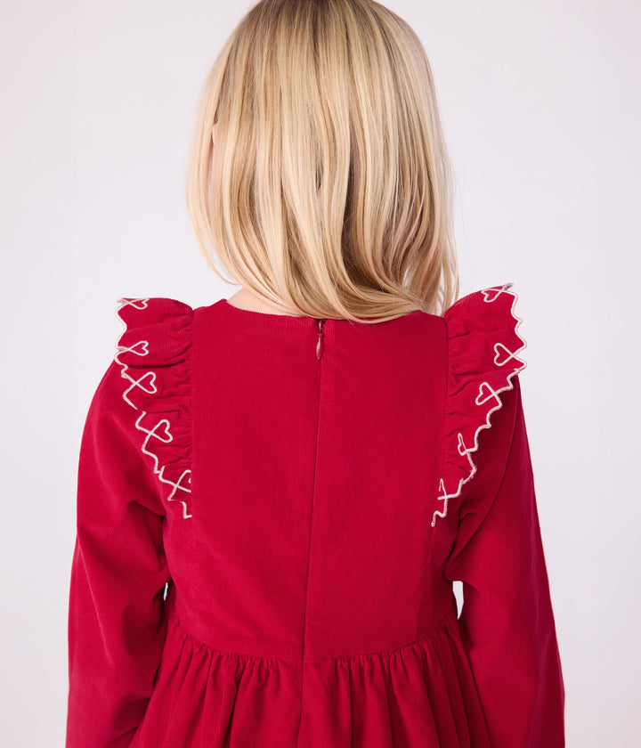 Abito a maniche lunghe in velluto tinta unita A0E1U 01 PETIT BATEAU 