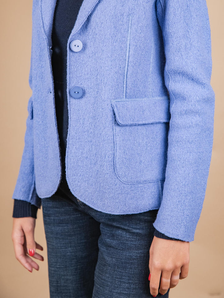 GIACCA SFODERATA IN LANA COTTA AZZURRA 2371574 082 ANDREA MORANDO 