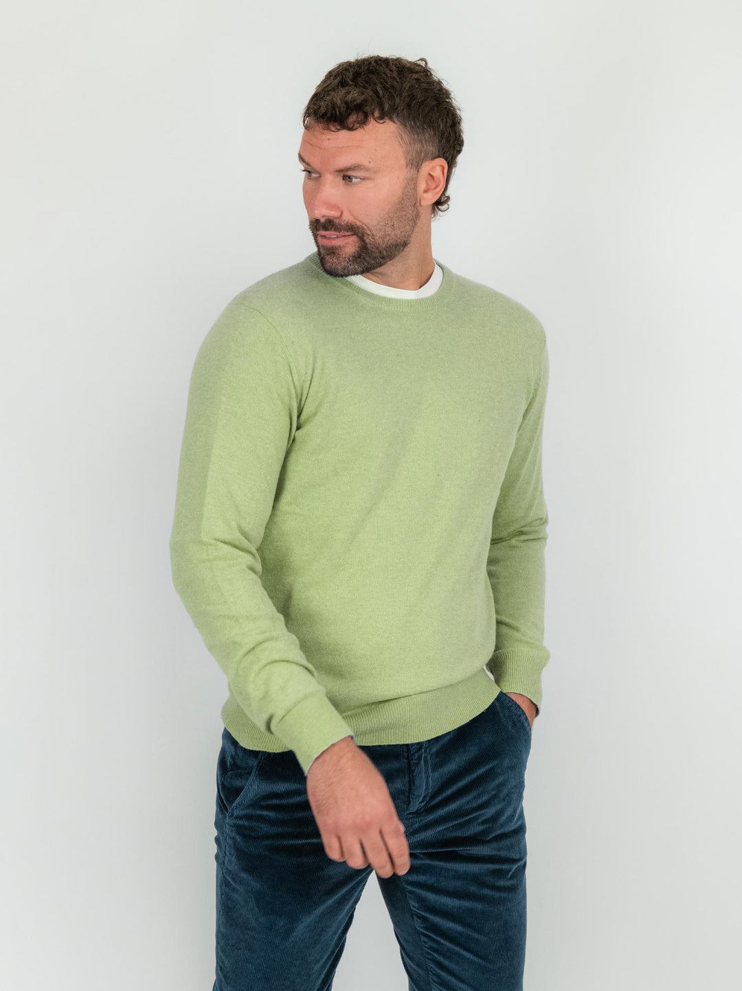 GIROCOLLO VERDE LIME MISTO CASHMERE 1200224 382 ANDREA MORANDO 