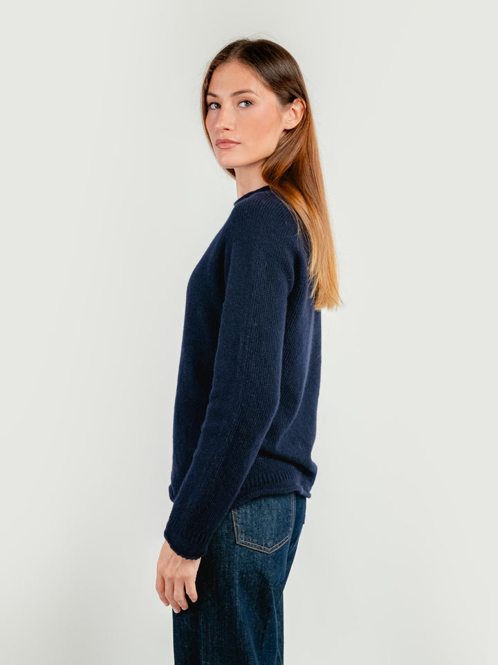 MAGLIA IN LANA MERINO SUPERFINE BLU FRANCESCA BLEU ANDREA MORANDO 