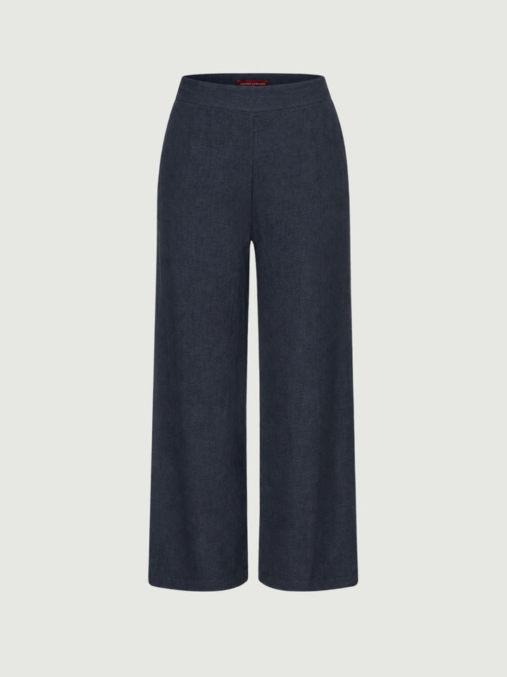 Pantalone wide leg in lino navy 6PT0527 BLU ANDREA MORANDO 