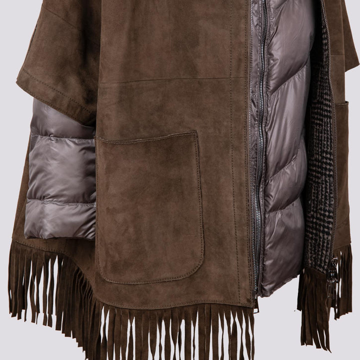 GIUBBOTTO STRUTTURATO IN CAMOSCIO  CON PIUMINO IN ECO-PIUMA FANGO LINR 18 JACK LEATHER 