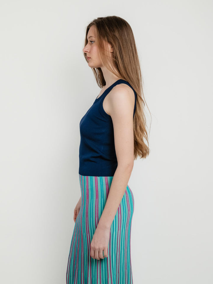 Canotta in maglia a costine blu