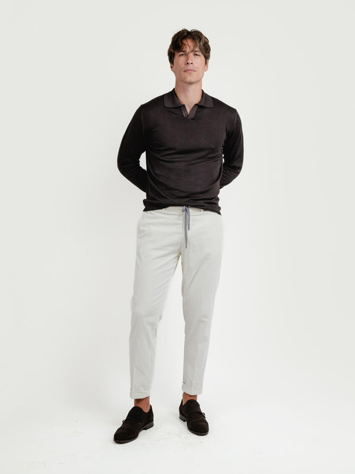 PANTALONE CON COULISSE IN VELLUTO BURRO P018 165 ANDREA MORANDO 