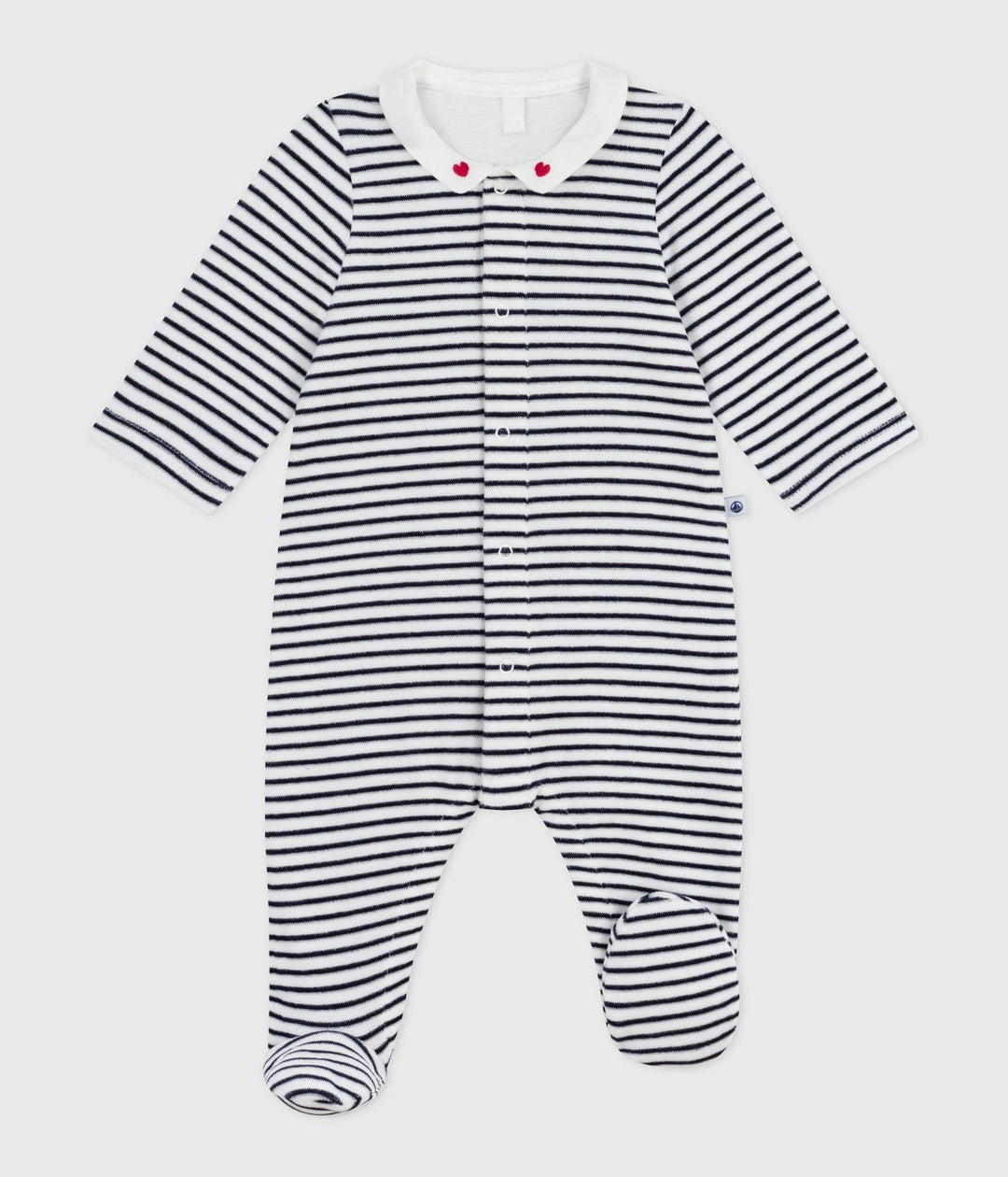 Pigiama tutina marinière in ciniglia con colletto A0DR1 01 PETIT BATEAU 