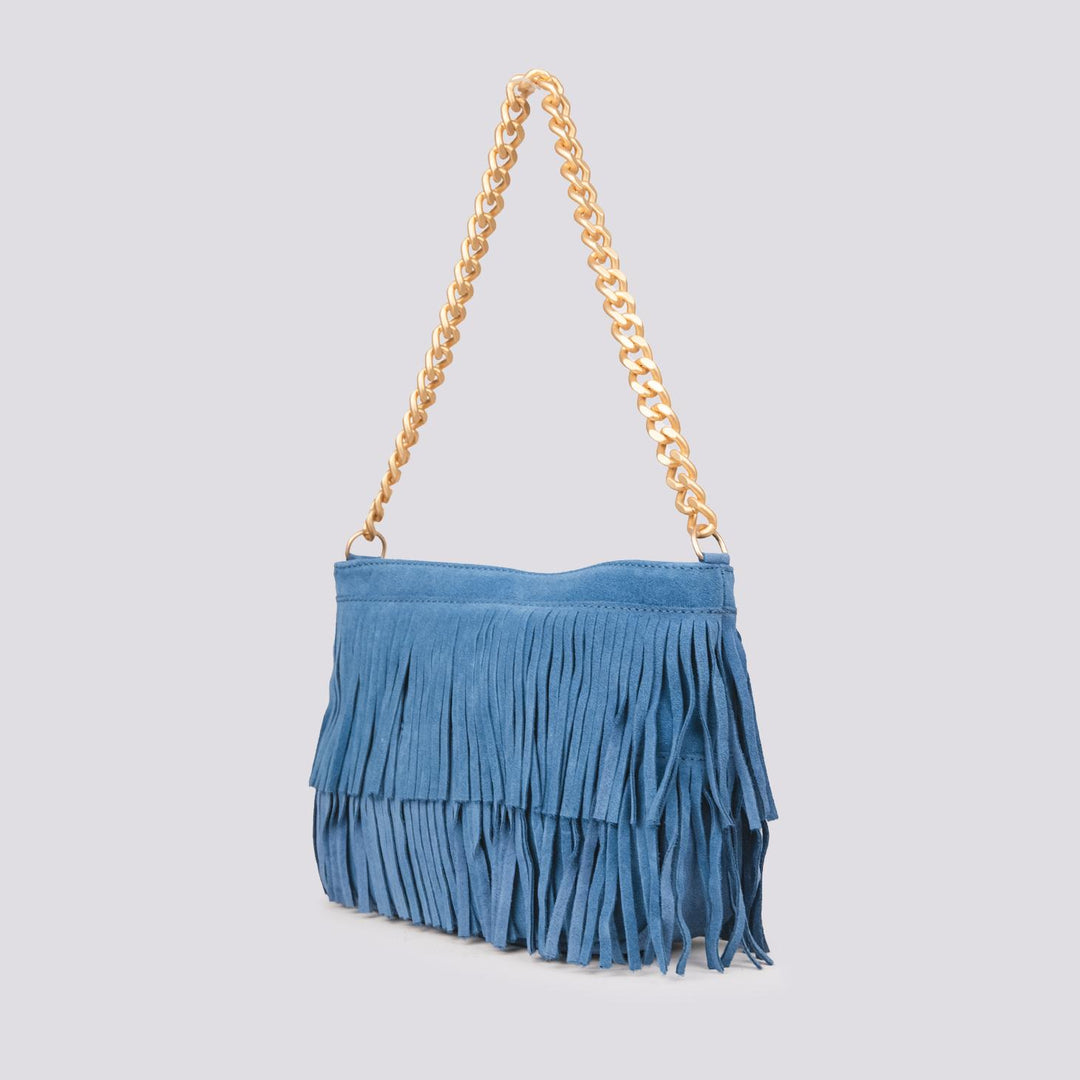 Borsa a tracolla in camoscio con frange carta zucchero Jigly JIGLY JEANS BIMOR 