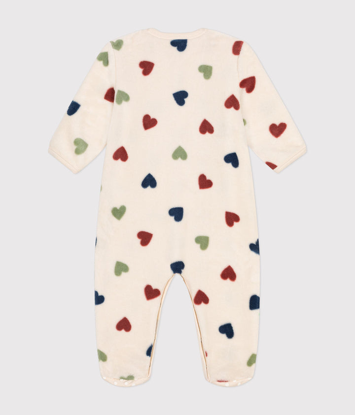 Tutina pigiama in pile cuori multicolor A0B2F 01 PETIT BATEAU 