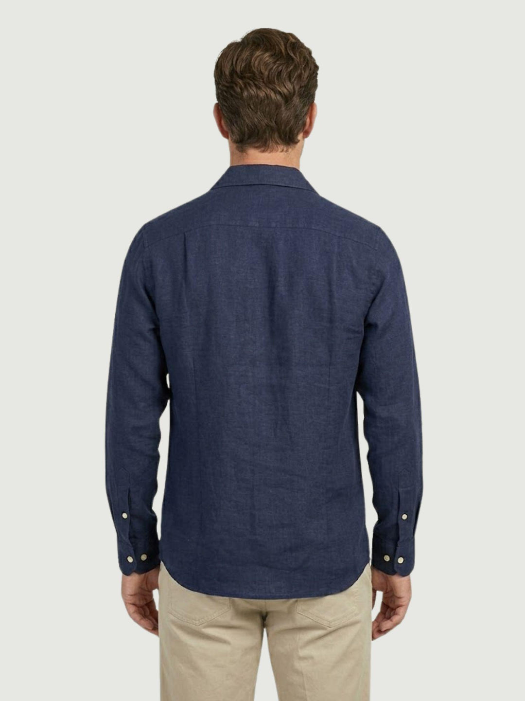 Camicia in tessuto chambray lino e cotone navy CRAIG 04 DEPERLU 