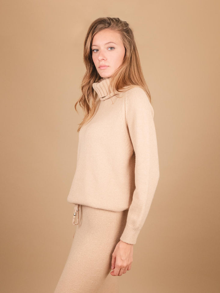 DOLCEVITA CON MAXI COLLO  IN MAGLIA BEIGE 0350/210 0234 BIMOR 