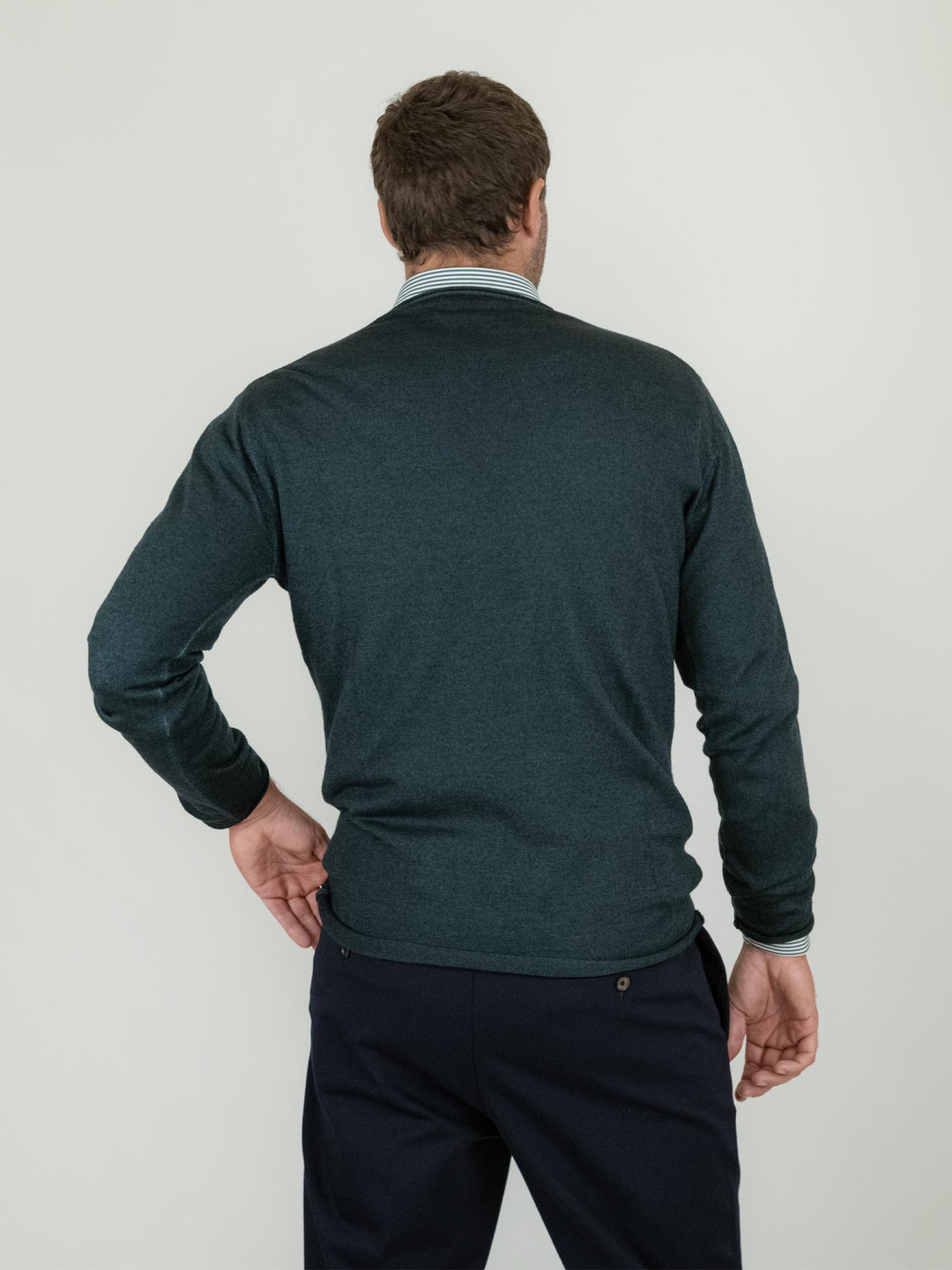 MAGLIA GIROCOLLO IN LANA MERINO VERDE 0008 45 FIESOLI DANIELE 
