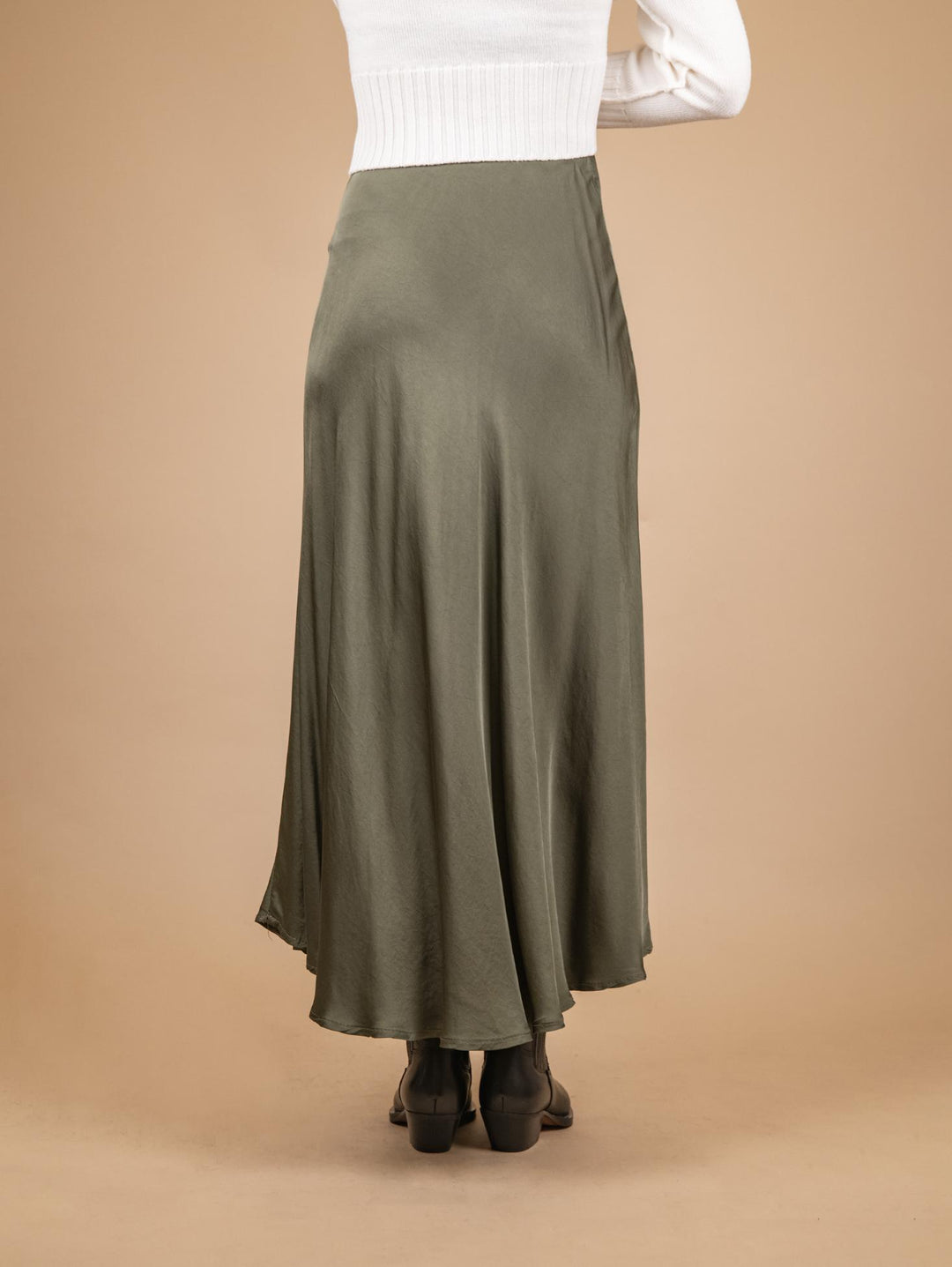 GONNA MIDI IN RASO VERDE MILITARE 80521 MILITARE ANDREA MORANDO 