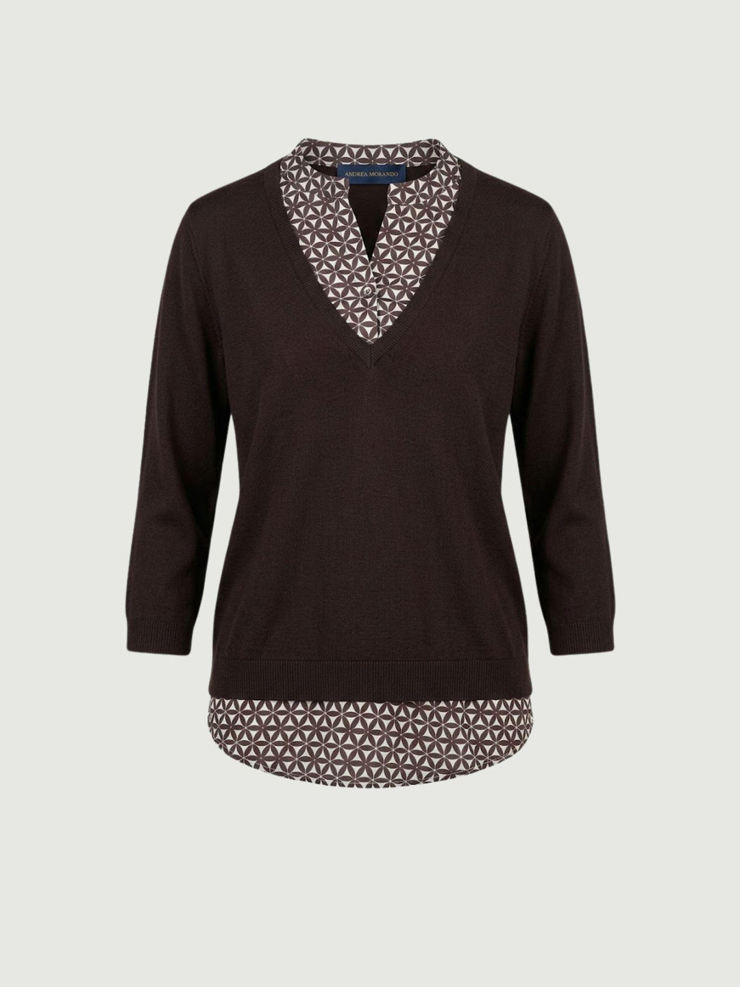 Maglia camicia moro con stampa geometrica 262311557 MORO ANDREA MORANDO 
