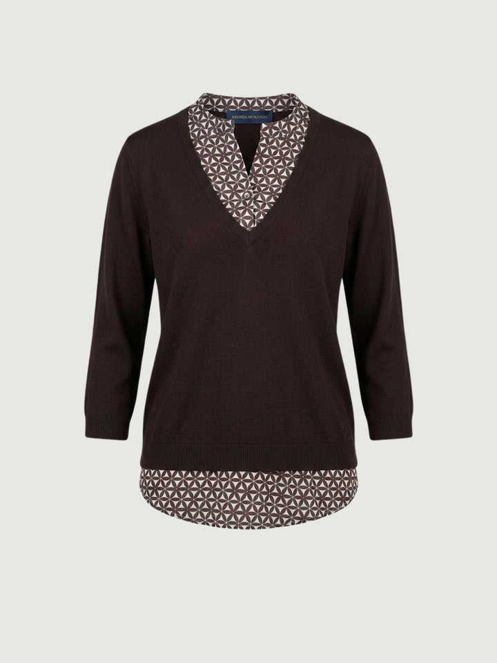 Maglia camicia moro con stampa geometrica 262311557 MORO ANDREA MORANDO 
