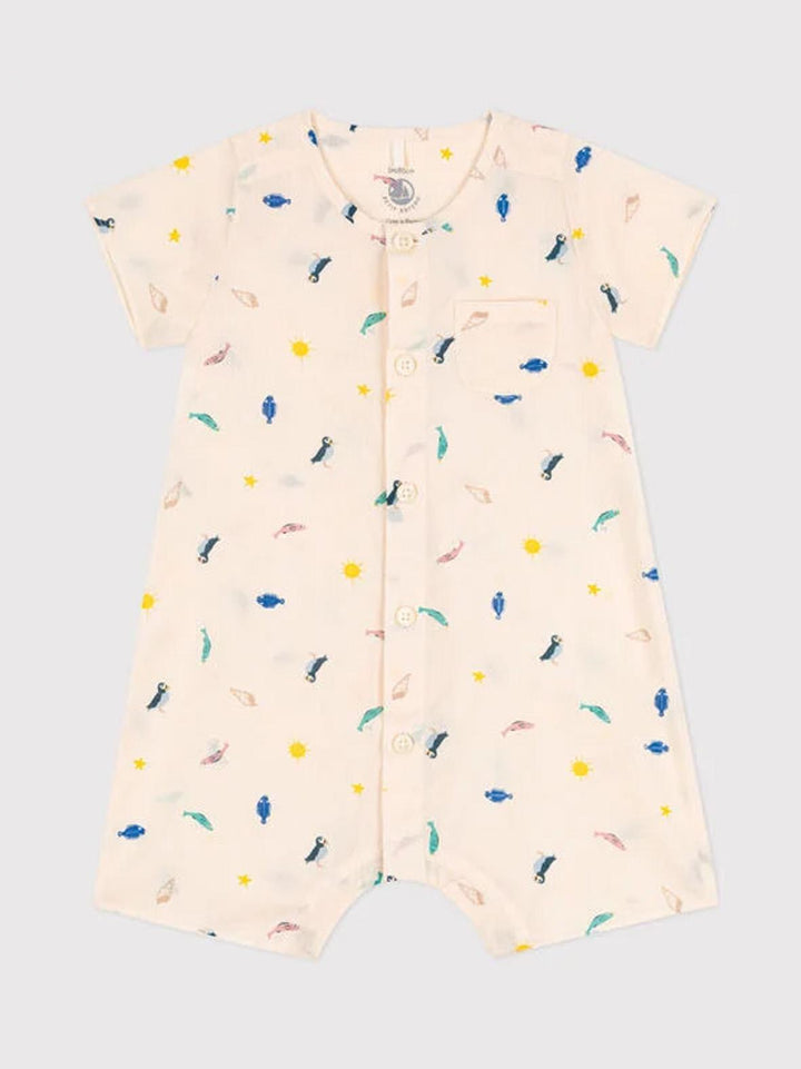 Tutina in popeline bebè con stampa A06K5 01 PETIT BATEAU 