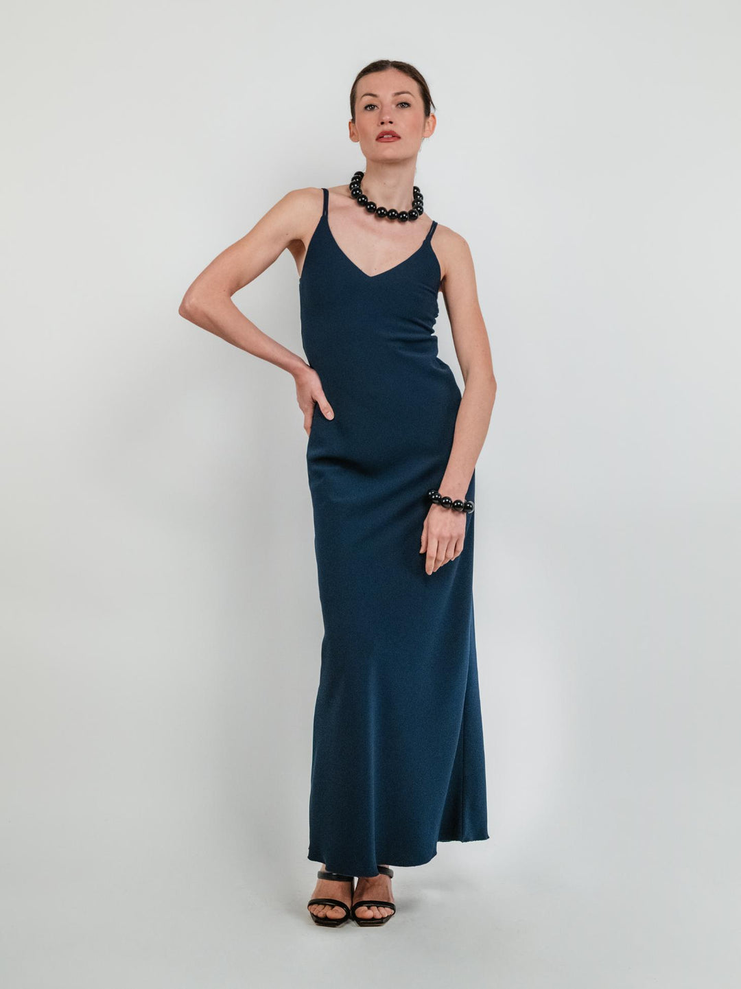 Abito lungo blu navy