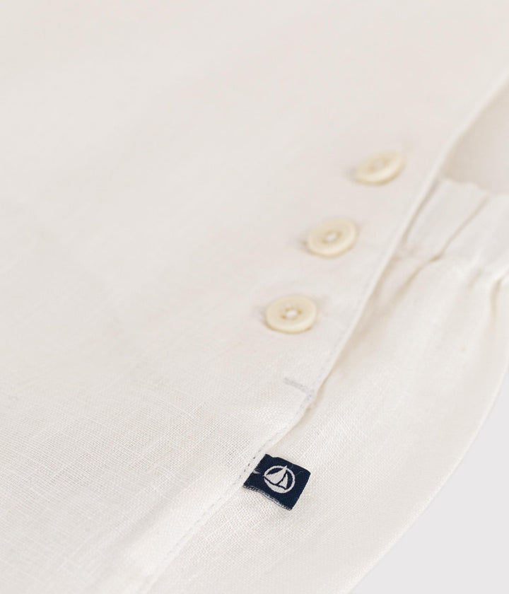 SALOPETTE  BIANCA CORTA BEBÈ IN LINO A0A5S 01 PETIT BATEAU 