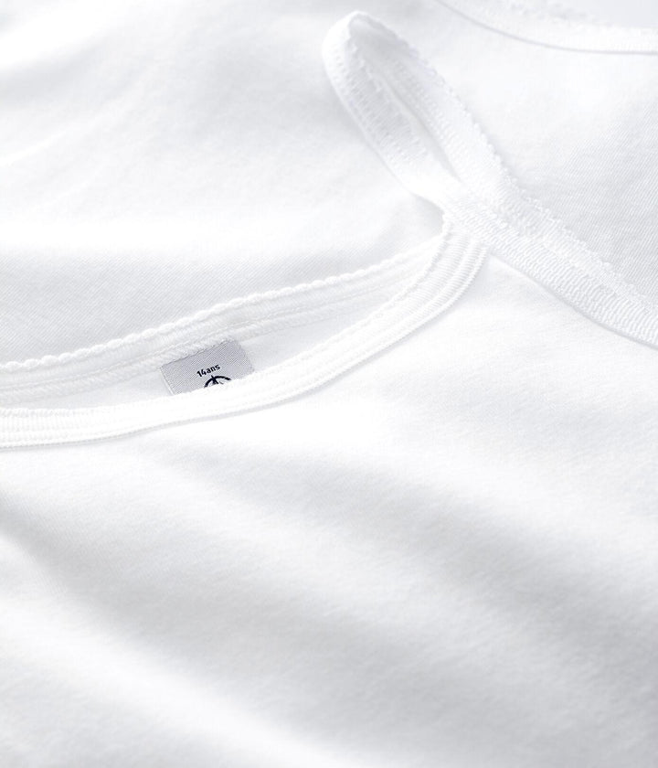 CONFEZIONE DA 2 CANOTTIERE CON SPALLINE BIANCHE RAGAZZA A01FP 00 PETIT BATEAU 