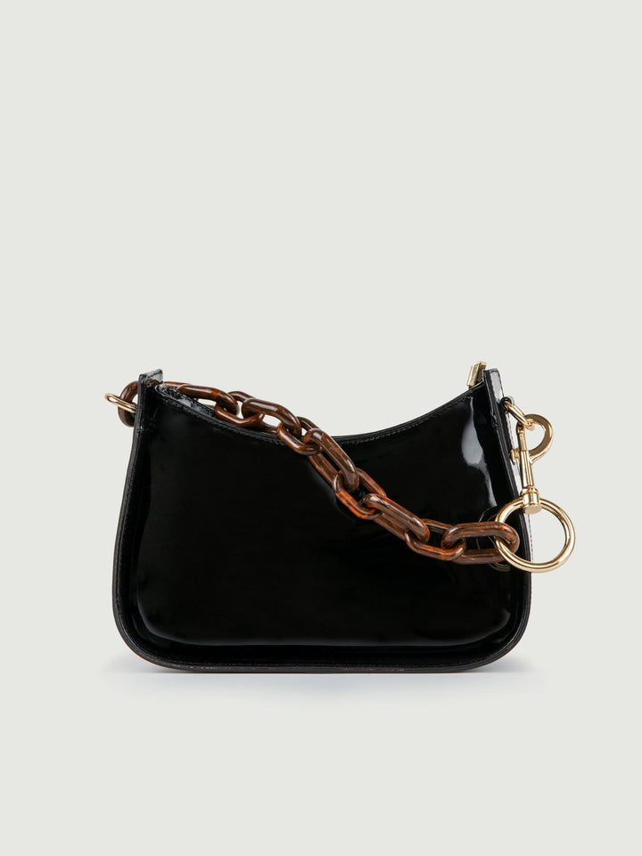 BORSA A SPALLA GLAMMY NERA IN PELLE VERNICE GLAMMY NERO BIMOR 