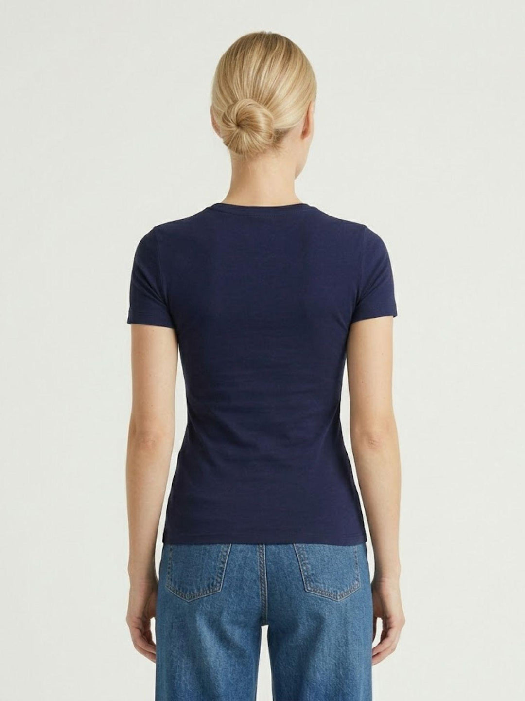 T-shirt girocollo in cotone blu 8157 BLU ANDREA MORANDO 