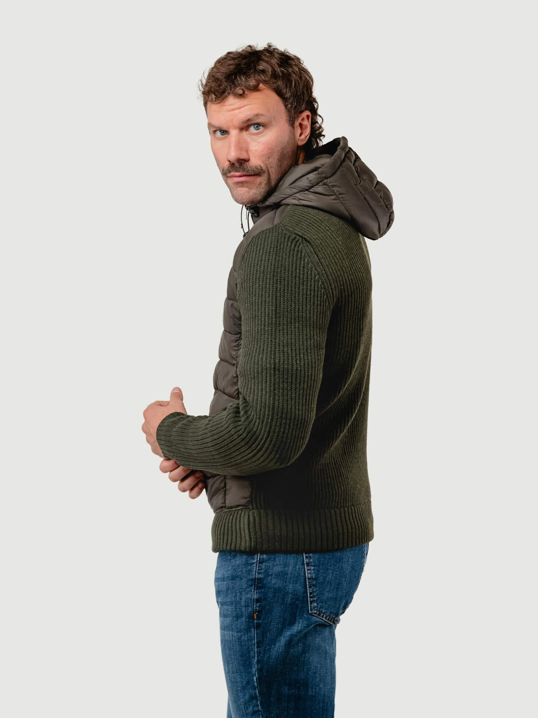 GIUBBOTTO TRAPUNTATO CON INSERTI IN MAGLIA VERDE BOSCO 4312225 327 ANDREA MORANDO 
