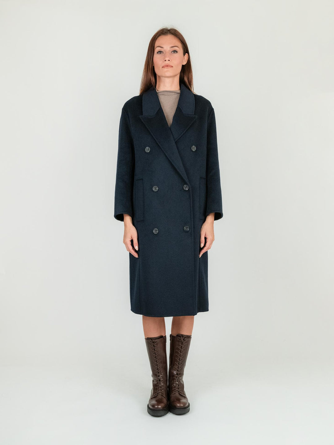 CAPPOTTO OVER DOPPIOPETTO BLU JULIE BLU ANDREA MORANDO 