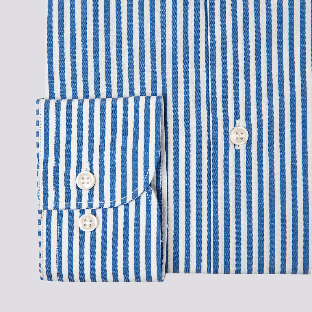 CAMICIA BASTONCINO BIANCO E BLU IN COTONE