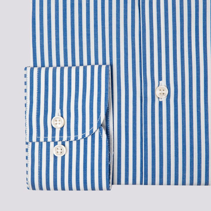 CAMICIA BASTONCINO BIANCO E BLU IN COTONE