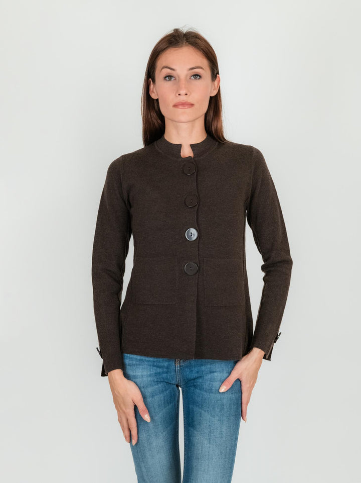 Giacca cardigan corto in lana marrone 245W1306 069 ANDREA MORANDO 