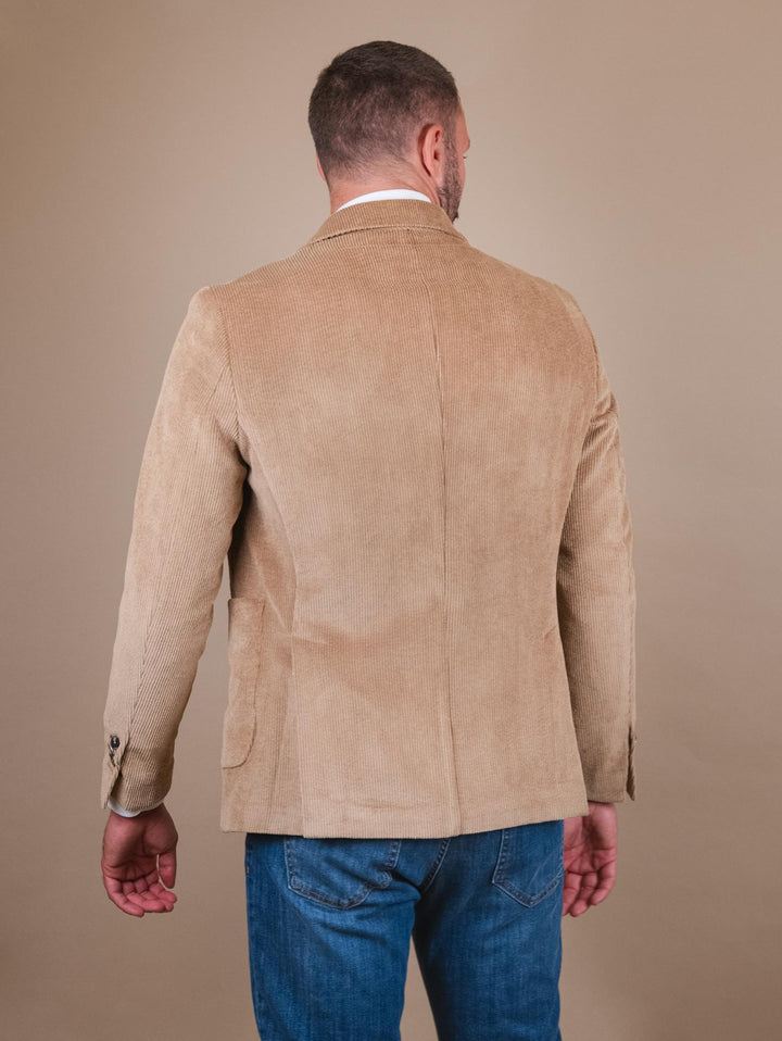 BLAZER MONOPETTO IN VELLUTO A COSTE BEIGE CR547 BEIGE ANDREA MORANDO 