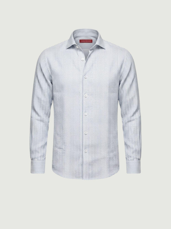 Camicia no stiro con micro fantasia puntinata azzurra BU26S10CAFIO4151NY 208 ANDREA MORANDO 