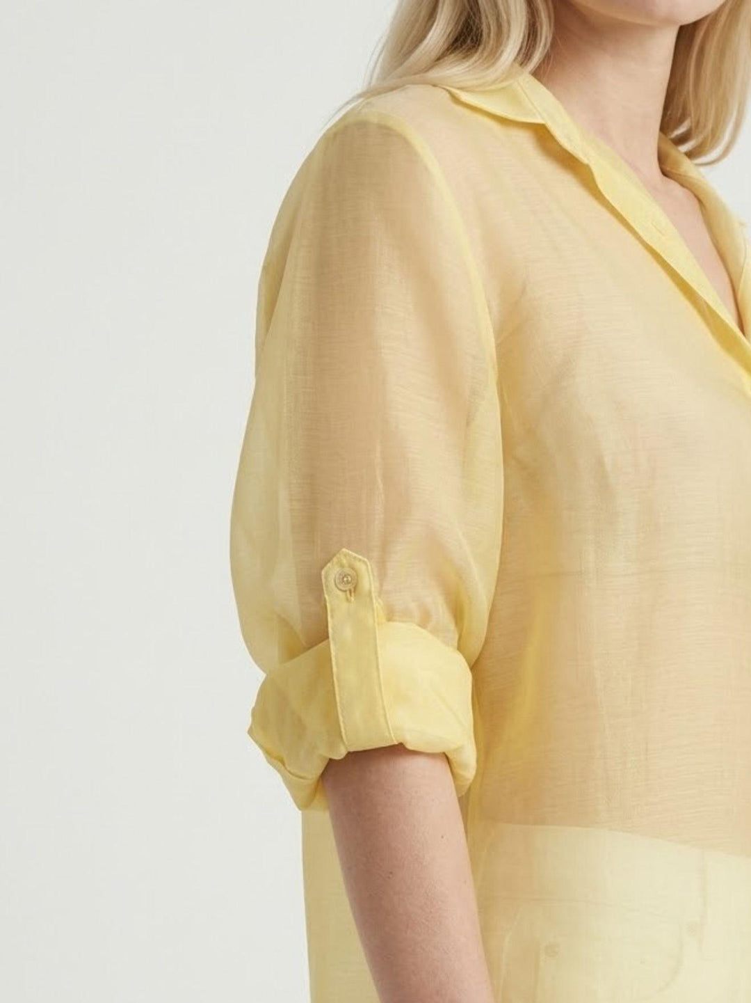 Camicia semitrasparente canarino M796/071 611 ANDREA MORANDO 