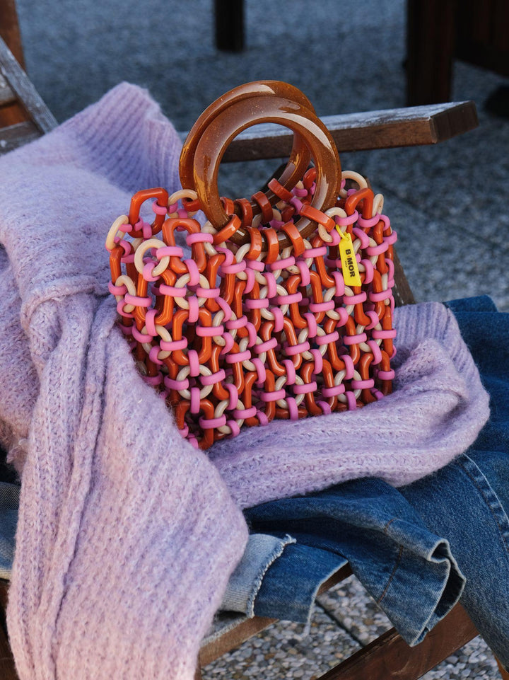 BORSA CON MANICI IN RESINA MULTICOLOR FUCSIA "DOLL" DOLL FUCSIA BIMOR 