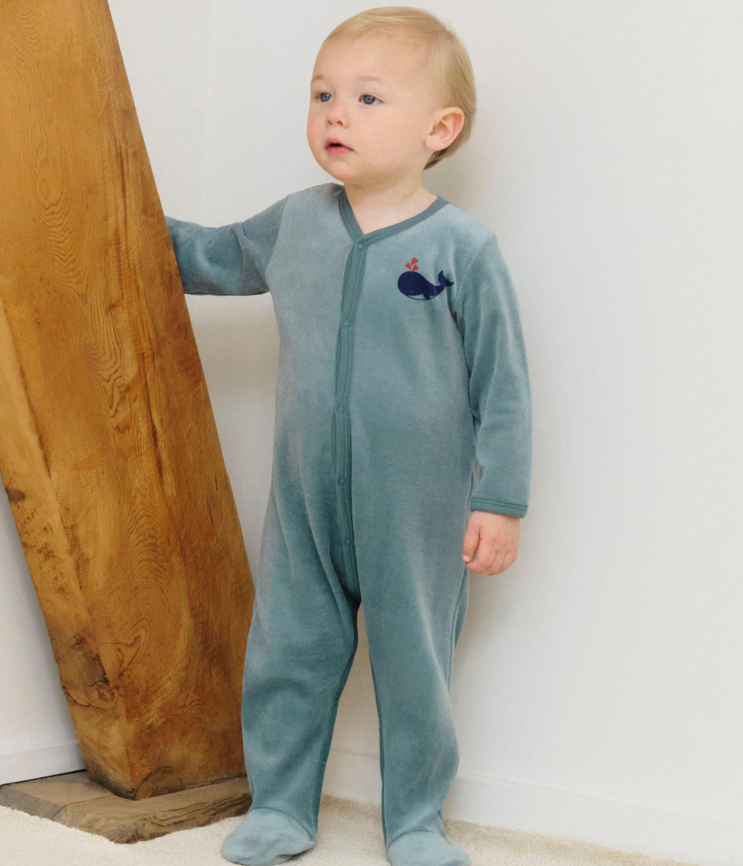 Pigiama in ciniglia tinta unita neonato A0E2P 01 PETIT BATEAU 