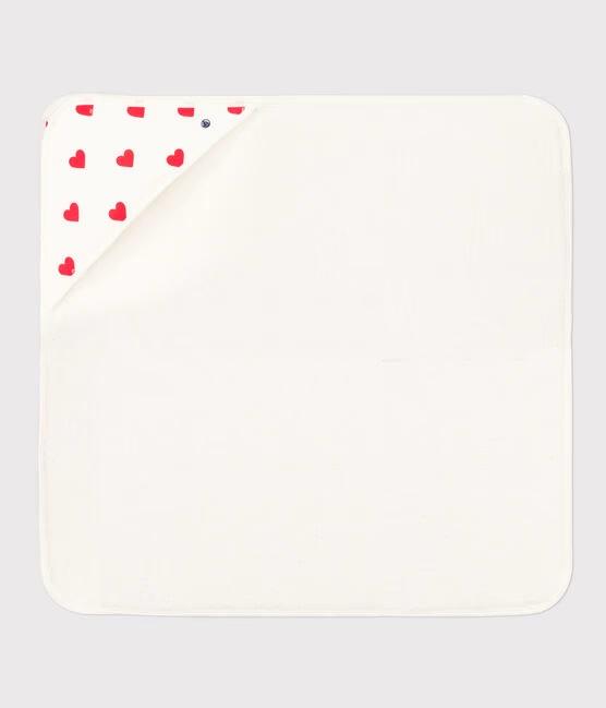 Asciugamano quadrato da bagno bianco con cuori in cotone A0BNM 01 PETIT BATEAU 