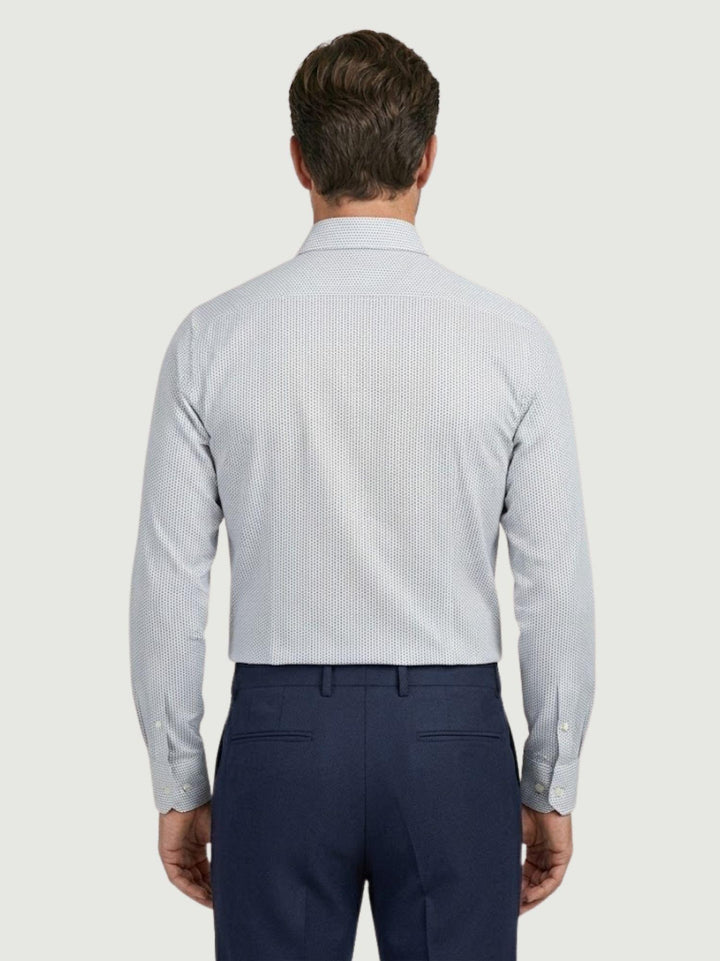 Camicia no stiro con micro fantasia puntinata azzurra BU26S10CAFIO4151NY 208 ANDREA MORANDO 