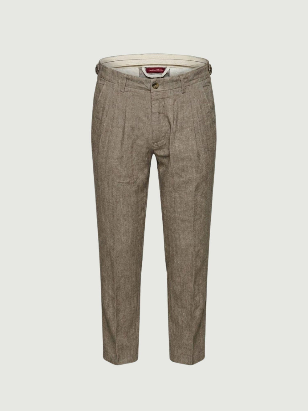 Pantalone in cotone e lino con pinces tortora BU26S12PAPA830H/BONE 700 ANDREA MORANDO 