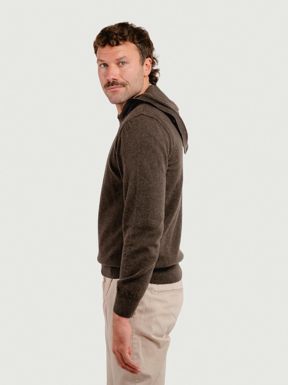 MAGLIA CON CAPPUCCIO IN LANA MERINO E CASHMERE TESTA MORO GA071 510 ANDREA MORANDO 